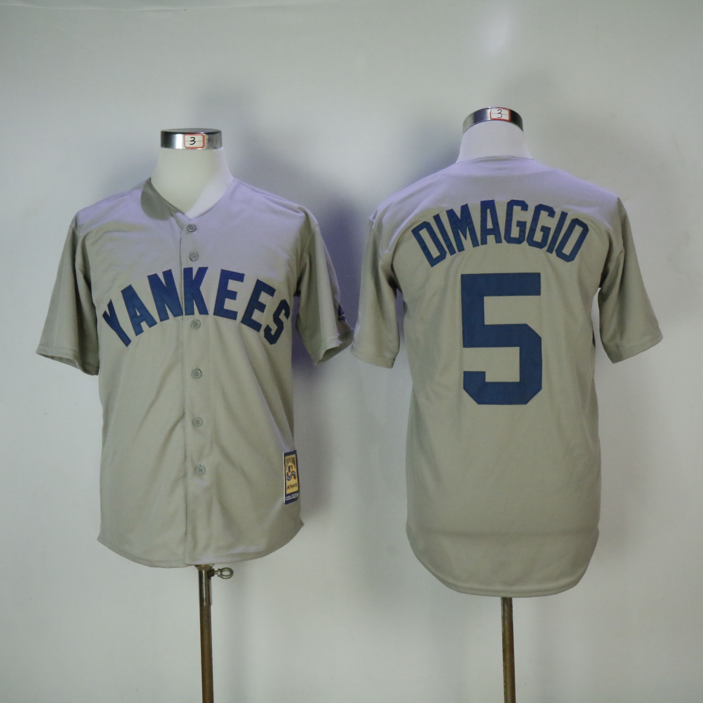 Men New York Yankees #5 Dimaggio Grey MLB Jerseys